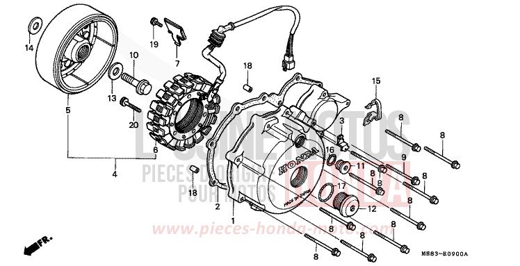 LEFT CRANKCASE COVER/ GENERATOR for Africa Twin SHASTA WHITE (NH138H) from 1988